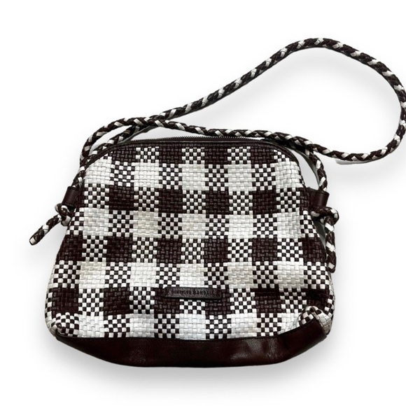 Loeffler Randall Handbags - Loeffler Randall Mallory Leather Woven Crossbody Bag Brown White - Flawed